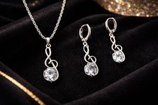 #70 Versilbertes Schmuckset Noten-Design