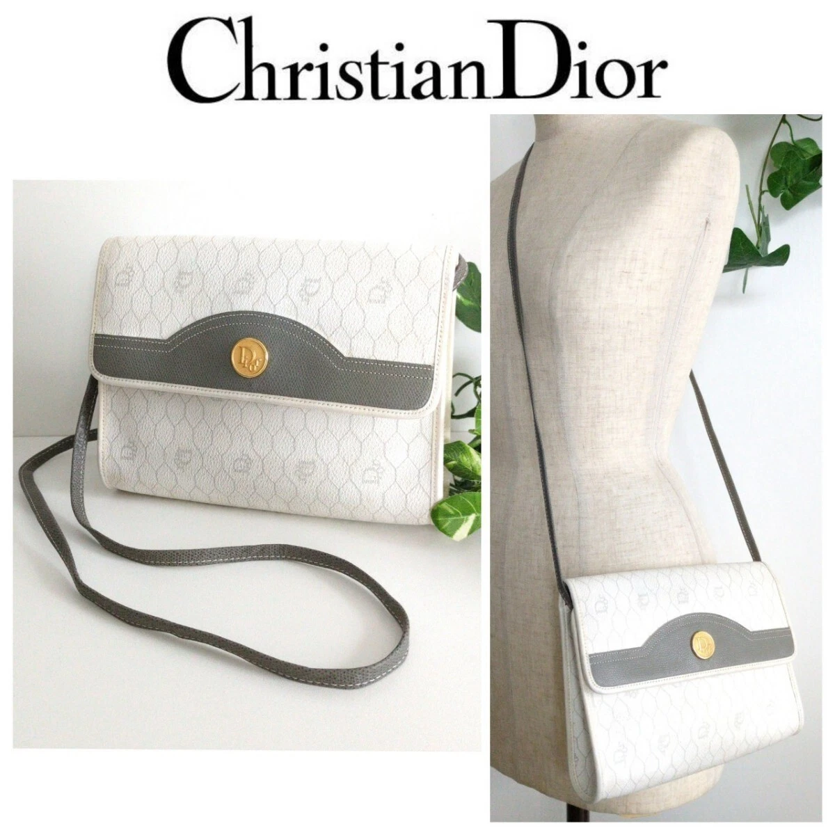 Bon sac bandoulière Christian Dior ancien Dior vintage motif nid d'abeille pochette D