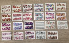 Nail Art Sticker Folie verschiedene Designs Blumen Bunt Rot Rosa Auswahl m&ouml;glich
