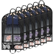 Clear Dance Costume Garment Bags 40" - 6 Pack with Zipper Pockets for Closet Sto