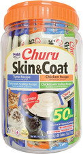 INABA Churu Lickable Pur e Natural Cat Treats for Skin and Coat with Omega Oils,