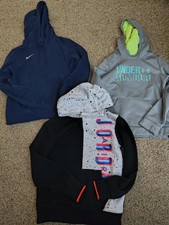 NIKE Under Armor Jordan Lot Of 7 Boy's Medium 10 12 Sweatshirts Hoodies