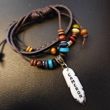 Cameron Personalized Boho Bracelet Brown Leather Stack Hippie Indie Name Gift