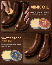Leather Shoe Cleaning Kit with Saddle Soap, Mink Oil  Waterproof Wax