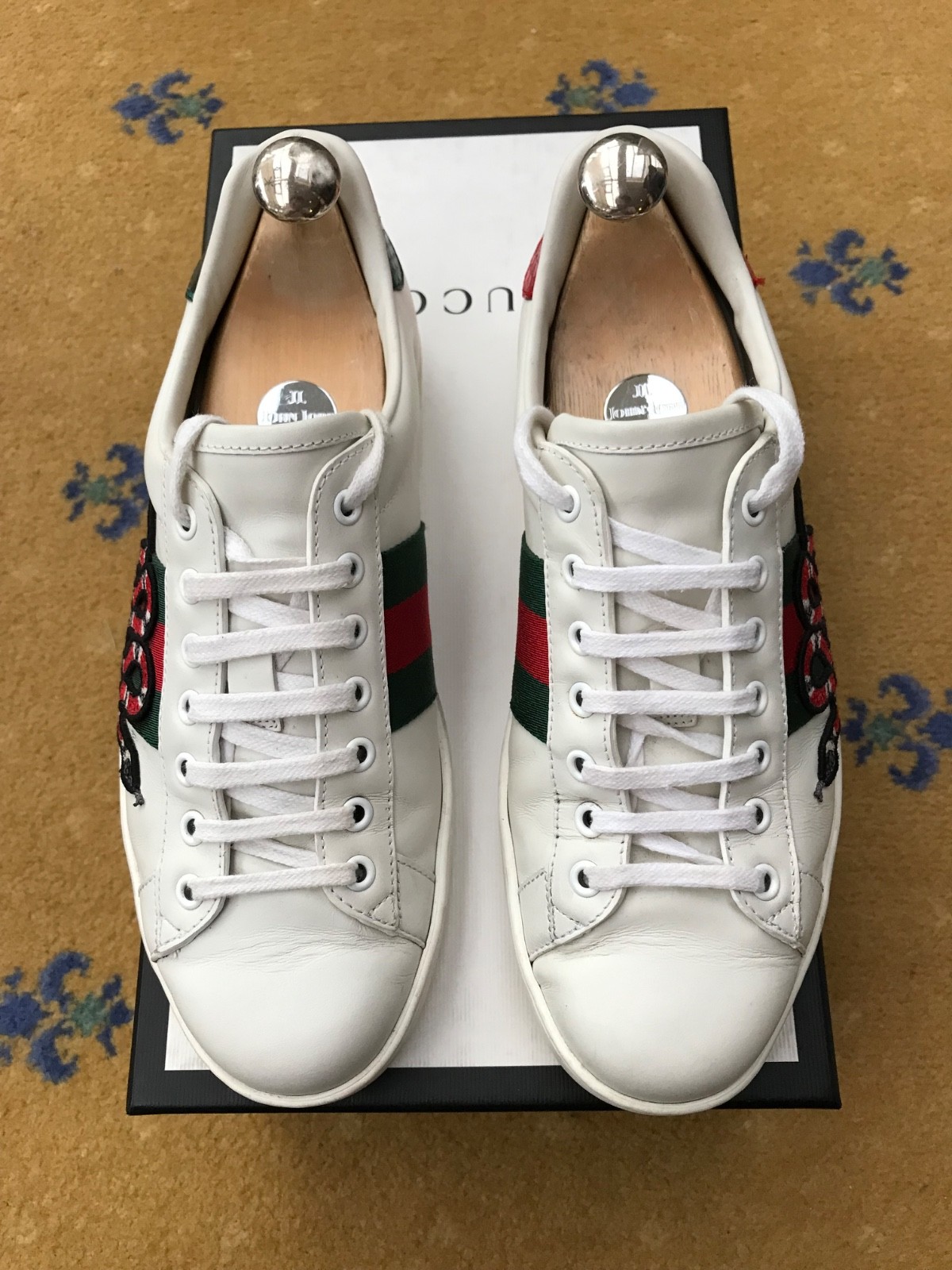 Gucci Ace Trainers Sneaker Shoes Snake Leather Web Green Red Mens UK 7 US 81 41 thumbnail 3