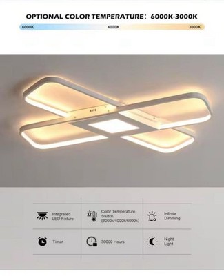 25 in. Modern Rectangle White Dimmable Integrated LED Novel Geometric Overlay Fl