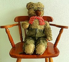 Teddybär alt antik groß Glasaugen Holzwolle 75 cm 40er 50er Jahre sammeln TOP!