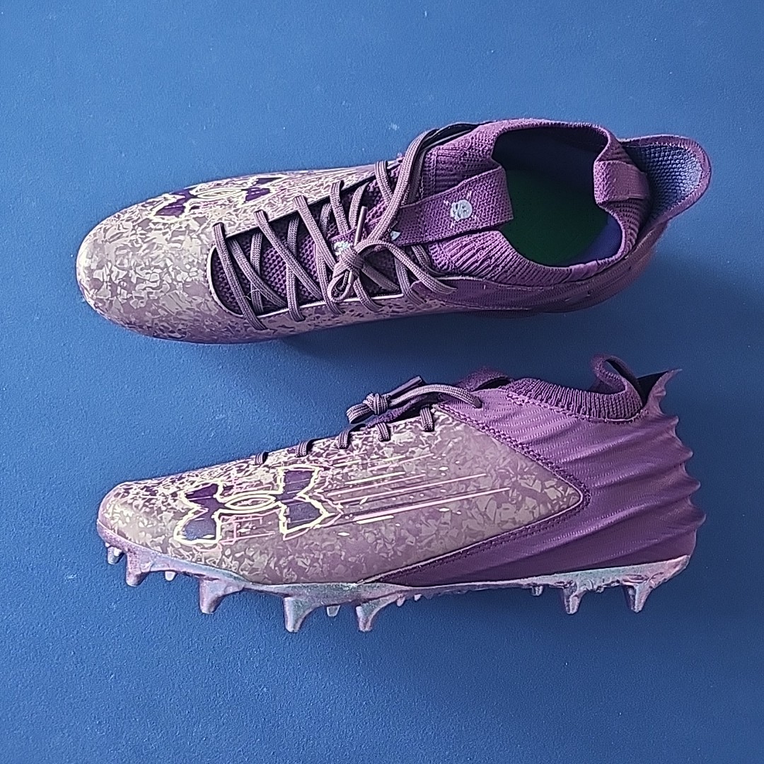Sz 13 UA Under Armour Blur 2 MC Suede Purple Football Cleats Men’s 3027978-500  thumbnail 2