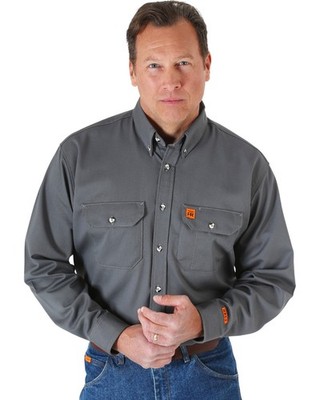 Wrangler Riggs Men's FR Long Sleeve Button Down Work Shirt - 10FR3W5GY-TLL