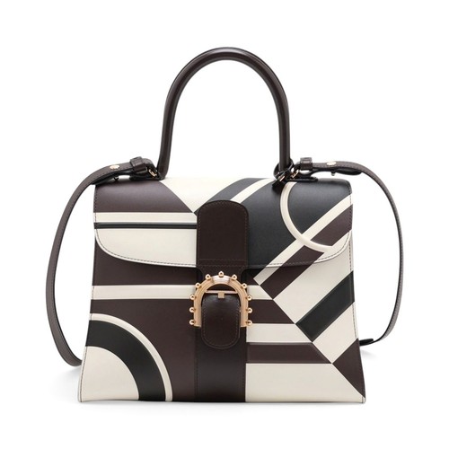Delvaux Brillant MM Handbag Leather Brown × Beige Unisex #ALB7701