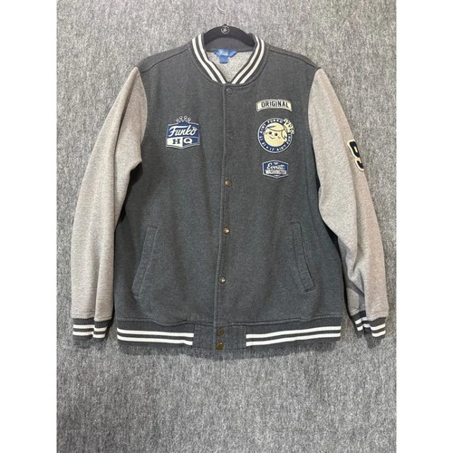Funko HQ Everett Washington Varsity Jacket Grey Snap Front Sweatshirt Mens L - product listing photo