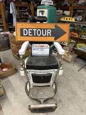 ORIGINAL Vintage DETOUR ARROW Street Sign Single Sided Wood Road Traffic Highway