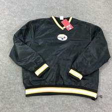 Chaqueta cortavientos suéter de fútbol americano NFL negra mediana de los Pittsburgh Steelers para hombre
