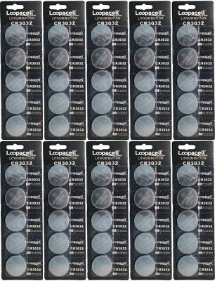 Loopacell CR3032 CR 3032 Lithium 3V 50 Batteries