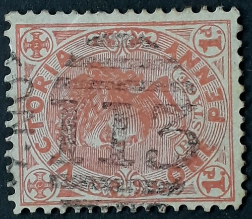 Undated Victoria Australia 1d Rose QV Stamp Used Num Cancel 113 MORNINGTON - Bild 3 von 3