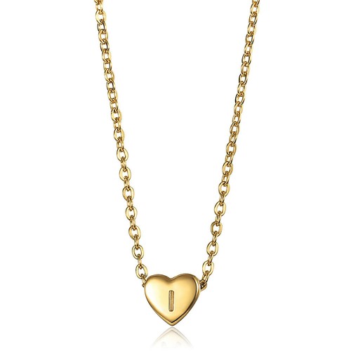Dainty Gold Plated Heart Initial Letter Pendant Necklace for Girls Kids Jewelry - Picture 20 of 37