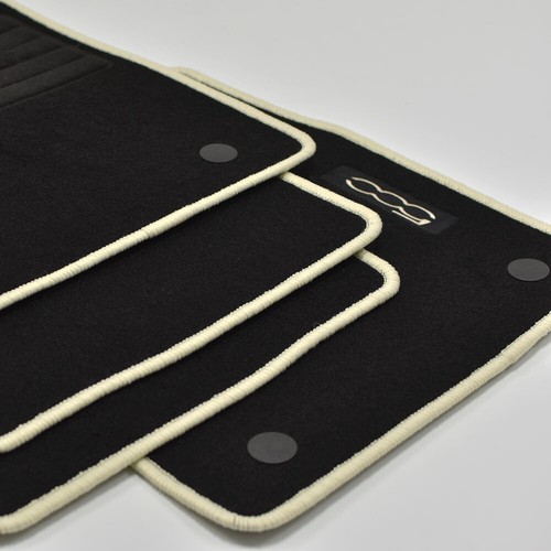 Velours Fußmatten + Kofferraum Set für Fiat 500 + 500 C Cabrio ab Bj 2013 crema - Picture 4 of 7