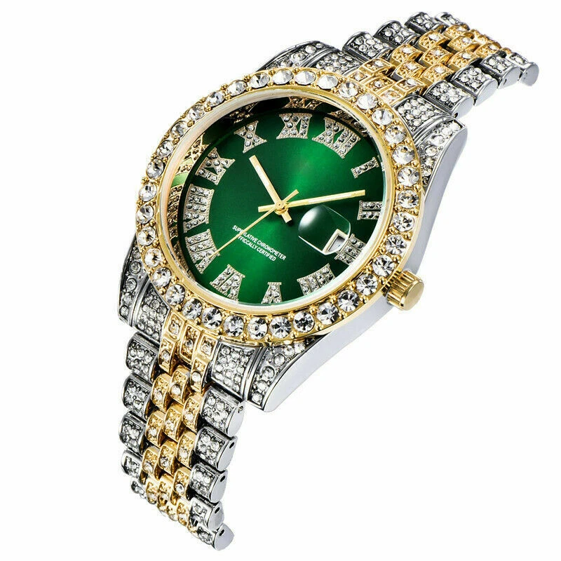 2023 Mens Boys Bling Watch Luxury Silver Diamond Rhinestone Iced Ice Out Gifts