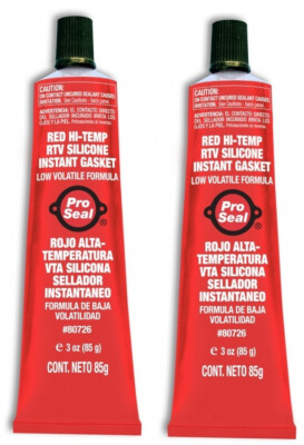 PRO SEAL 80726 RTV Silicone Sealant 2 PACK 3 oz Tube Red High Tempe Sensor Safe