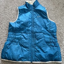 Y2K Vintage Nike Golf Puffer Vest Reversible Blue White Swoosh Logo Womens L