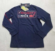 New boys 5 Vineyard Vines Naughty list whale Christmas long sleeve pocket tee