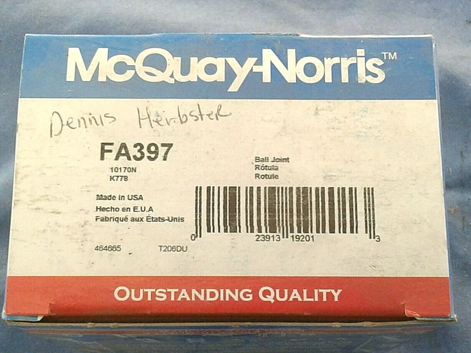 Шаровой шарнир McQuay-Norris FA397, K778 Chrysler Dodge Plymouth аппликация 1970-03 США - Изображение 2 из 4