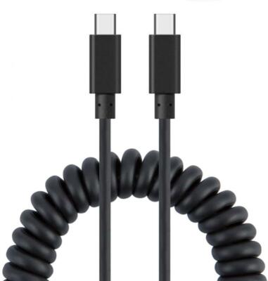 COILED CABLE USB-C TO TYPE-C FAST CHARGE CORD POWER WIRE SYNC for PHONES TABLETS