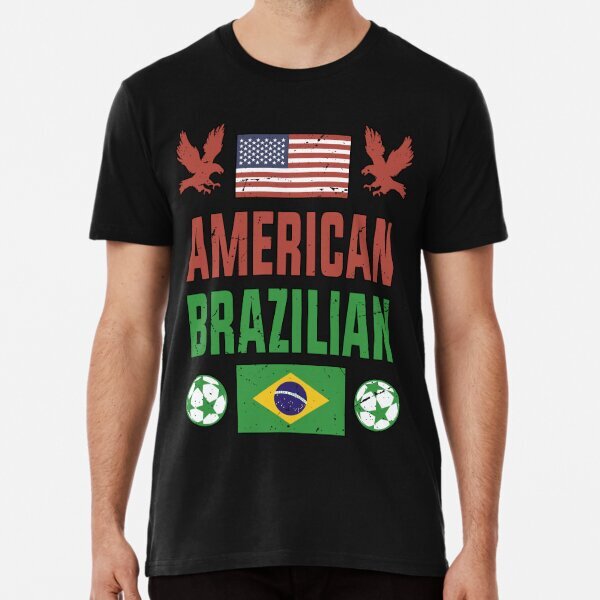 Half Brazilian half American flag shirt Brazilian American Premium T-Shirt S-5XL