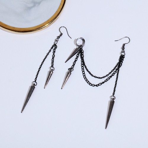 Ear Hook Gothic Long Tassel Hip Hop Ear Stud Rivet Punk Earrings Ear ...