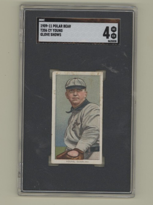 1909 T206 Cy Young Cleveland Indians HOF Glove Shows Polar Bear Back SGC 4