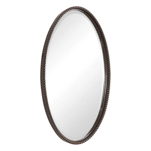 Uttermost Sherise Oval Metal and Glass Wall Mirror in Light Distressed Bronze - Picture 2 of 7