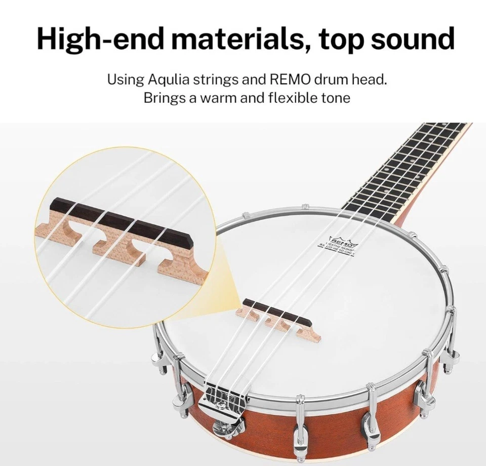 Banjolele 4 String Banjo Ukulele Kit Stringed Musical Instruments for Adult Begi - Image 3 of 4