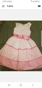 bonnie jean girls 8 pink & white dress sleeveless great for holiday birthday wed