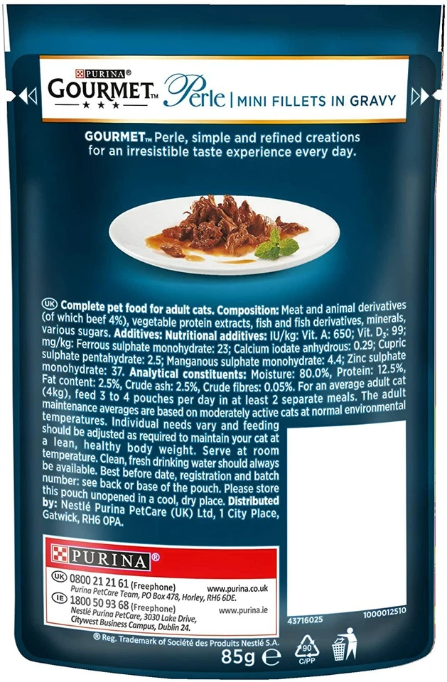 Gourmet Perle Cat Food Mini Fillets Beef in Gravy 26 x 85g (Price Marked) Adult - Image 2 of 4
