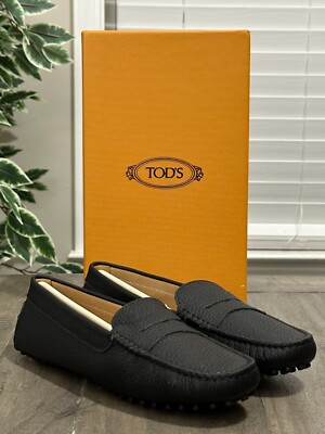 Tod s Men's US 8 T Platta Treccia Peel Black Leather Loafers # DN0678 Nero
