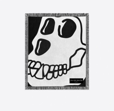 Bored Ape Yacht Club Throw Blanket with BAYC Skull Logo 50'' x 60'' Tapestry Rug