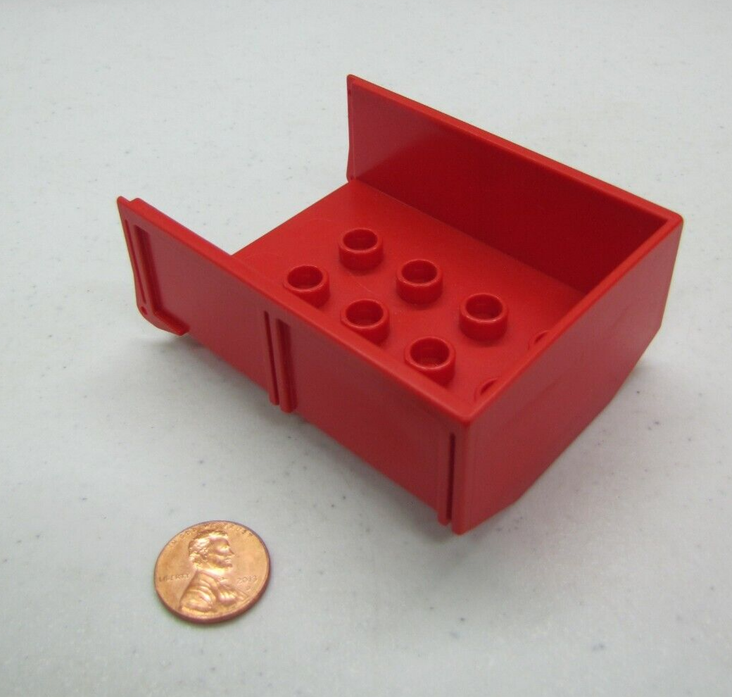 Vintage Lego Duplo Red Trailer Dump Truck Bucket Bed Bin
