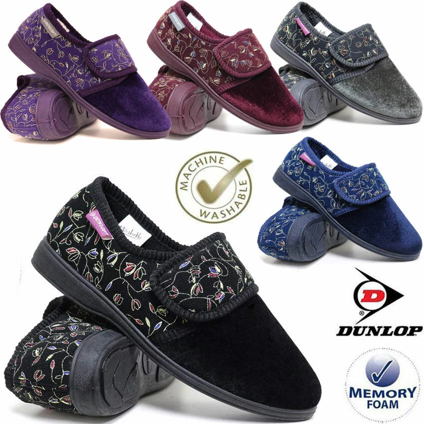 LADIES DIABETIC ORTHOPAEDIC EASY CLOSE WIDE FIT MACHINE WASHABLE SLIPPERS SHOES