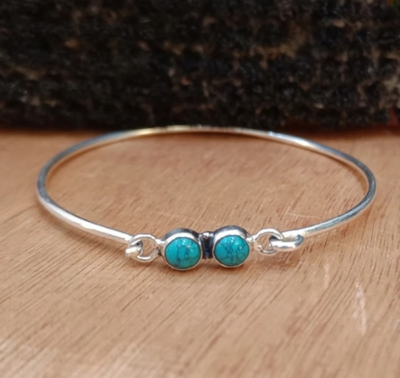 アクセサリー silver 925 turquoise bangle Turquoise 925 Sterling Silver Handmade Bangle Anniversary Gift