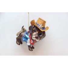 Labrador Retriever Cowboy Glass Ornament