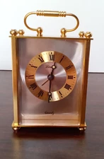 Vintage Linden Carriage Alarm Clock. Gold Tone Mantel Clock (Alarm does not set)