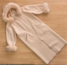 Linda Lundstrom La Parka Women's Oversized Long Wool Coat, Orange Pastel Color