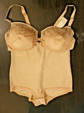 Lady Marlene Body Briefer Low Plunge Lace Cup Vintage 40B Nude