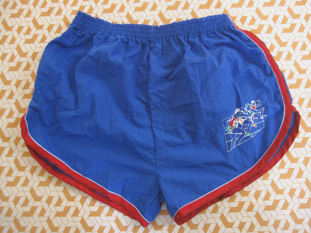 Short Vintage 80's Polyamide Bleu - Sport, Running, Taille 2/M, Homme