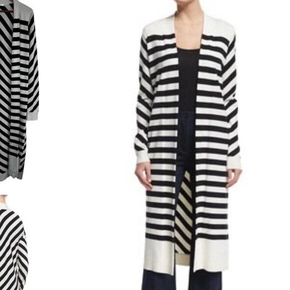 Cárdigan plumero de seda a rayas Diane von Furstenberg Carlisle en negro talla S Foto 2 de 4