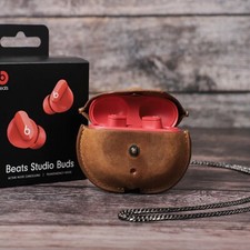 For Leather Beats Studio Buds Case with Chain Keychain Holder Wireless Charging