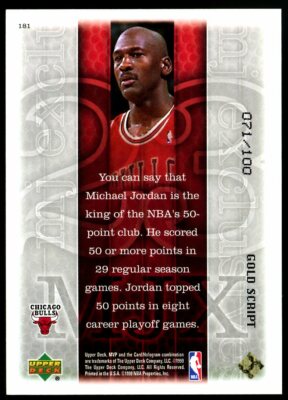 Michael Jordan 1999 Upper Deck MVP #181 MJ Exclusives Gold Script 