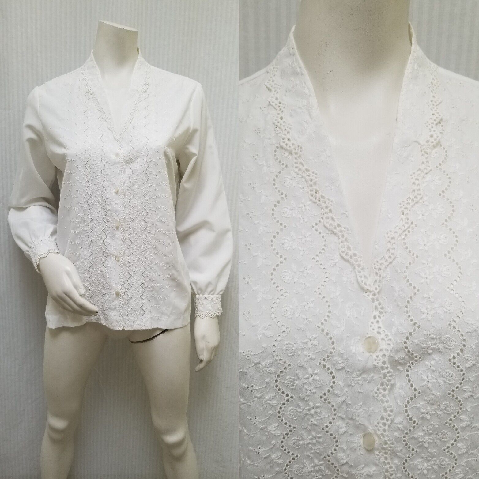 Vintage 1970’s LEE MAR PAGEANT White Eyelet Lace … - image 1