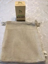 Organic Cotton Mesh Bags | Reusable Vegetable Produce Bags | Zero Waste (5-pack)