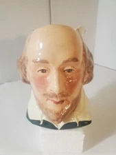 William Shakespeare Staffordshire Character Face Jug England Hand Painted/Made